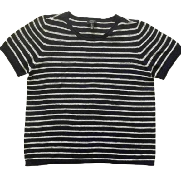 Jones New York Tops - JONES NEW YORK Signature Sweater Pullover Short Sleeve Striped Blue/White  L